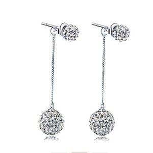 🌹NEW🌹925 Silver Crystal Ball Long Tassel Earring
